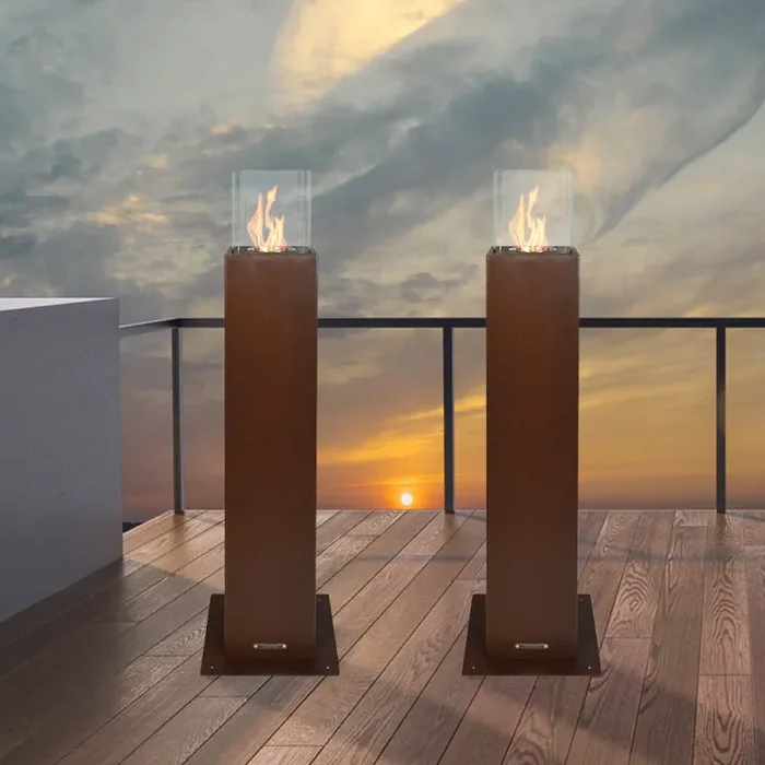 Camino a Bioetanolo da Pavimento 20x20x110 cm per Esterno Capri 110 Ruggine Online - immagine 2