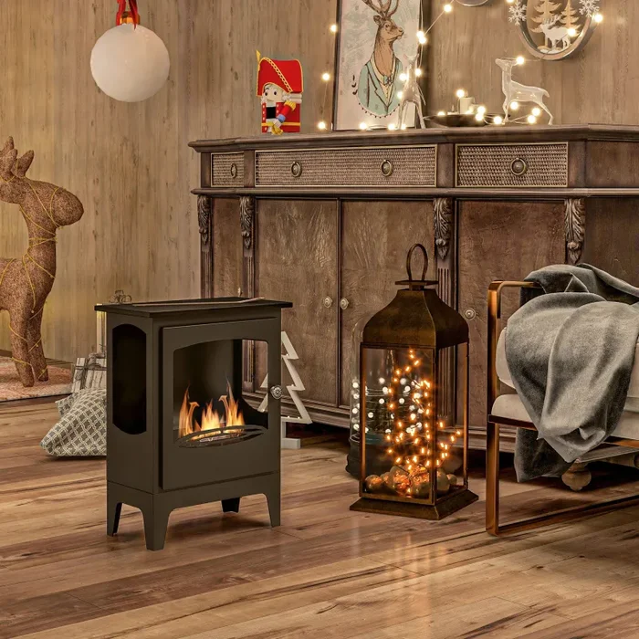 Camino a Bioetanolo da Pavimento 36x26x54 cm Bruciatore da 1,2L in Acciaio Inox Nero Online - immagine 2