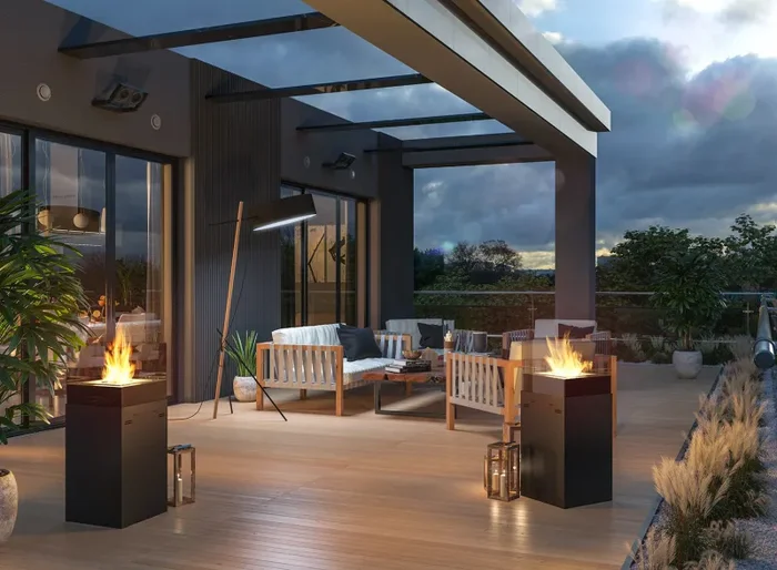 Camino a Bioetanolo da Pavimento 36x36x85 cm Instate 850 Nero con Vetro - immagine 2