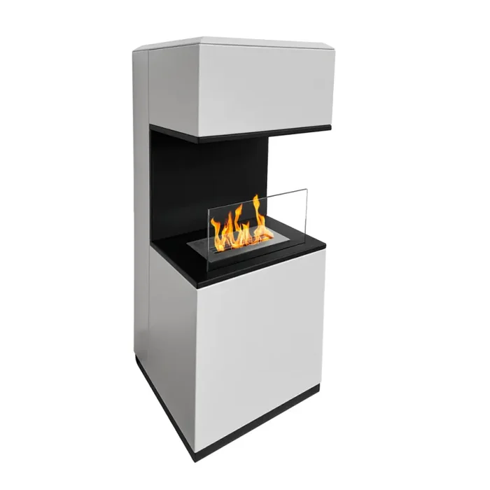 Camino a Bioetanolo da Pavimento 38x38x100 cm Oslo in acciaio Bianco