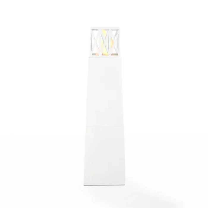 Camino a Bioetanolo da Pavimento 40x40x145 cm per Esterno Vulcano Bianco