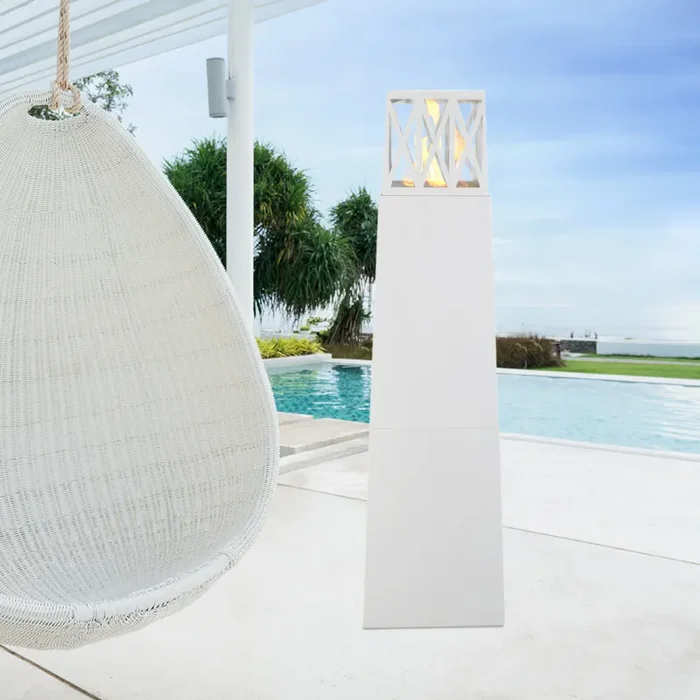 Camino a Bioetanolo da Pavimento 40x40x145 cm per Esterno Vulcano Bianco - immagine 3