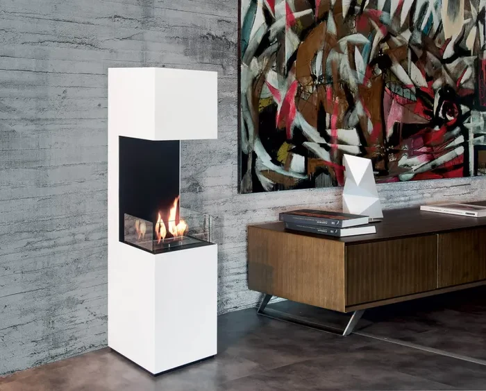 Camino a Bioetanolo da Pavimento 40x40x150 cm Karlsen Livigno Bianco - immagine 2