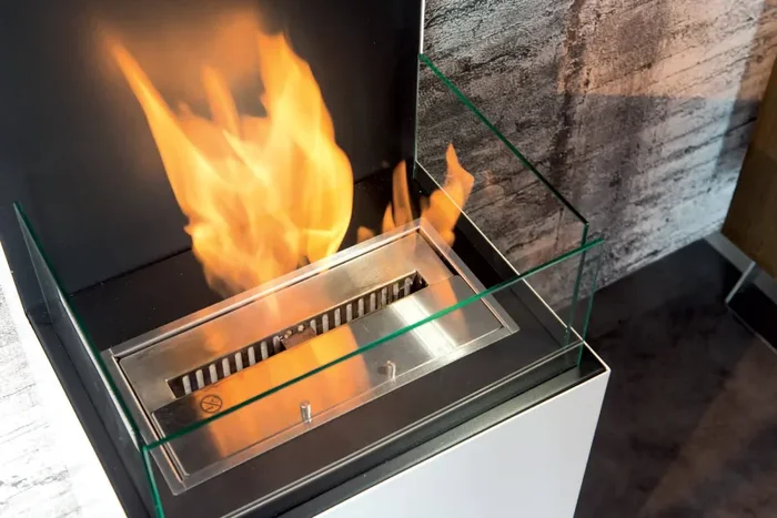 Camino a Bioetanolo da Pavimento 40x40x150 cm Karlsen Livigno Bianco - immagine 3