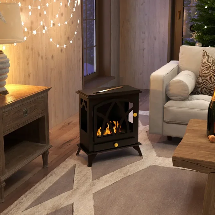 Camino a Bioetanolo da Pavimento 45x28x54 cm Bruciatore 1,2L Nero Moda - immagine 2