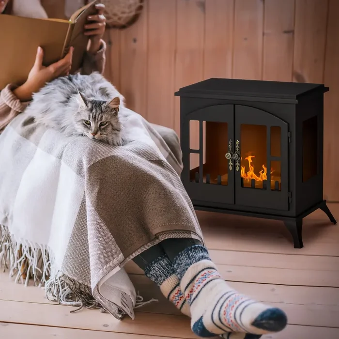 Camino a Bioetanolo da Pavimento 55x31x55 cm Bruciatore da 0,9L in Acciaio Inox Nero - immagine 2