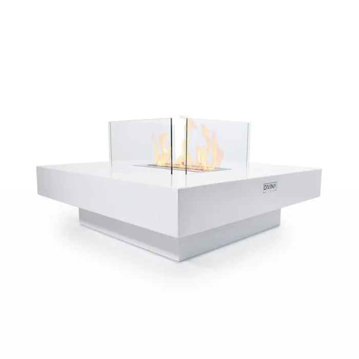 Camino a Bioetanolo da Pavimento 70x70x35 cm Panarea Bianco