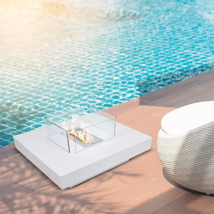 Camino a Bioetanolo da Pavimento 70x70x35 cm Panarea Bianco - immagine 2