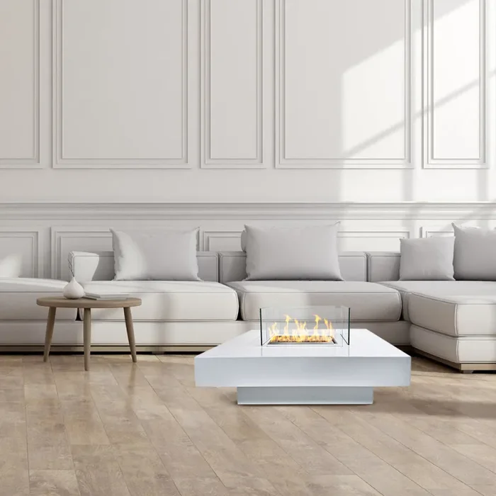 Camino a Bioetanolo da Pavimento 70x70x35 cm Panarea Bianco - immagine 3