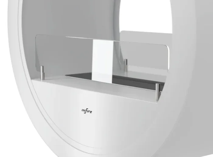 Camino a Bioetanolo da Pavimento 72,5x100x37,5 cm Incyrcle 2Side Stand Bianco con Vetro - immagine 2