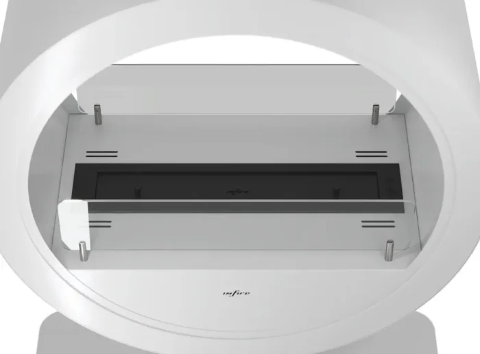 Camino a Bioetanolo da Pavimento 72,5x100x37,5 cm Incyrcle 2Side Stand Bianco con Vetro - immagine 3