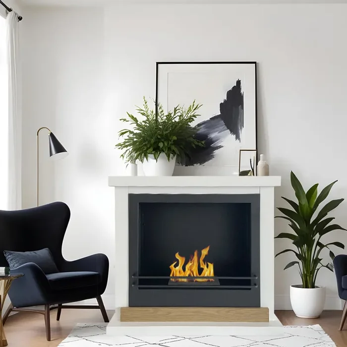 Camino a Bioetanolo da Pavimento 75x28x70 cm Stoccolma in Legno Bianco Online ora - immagine 3