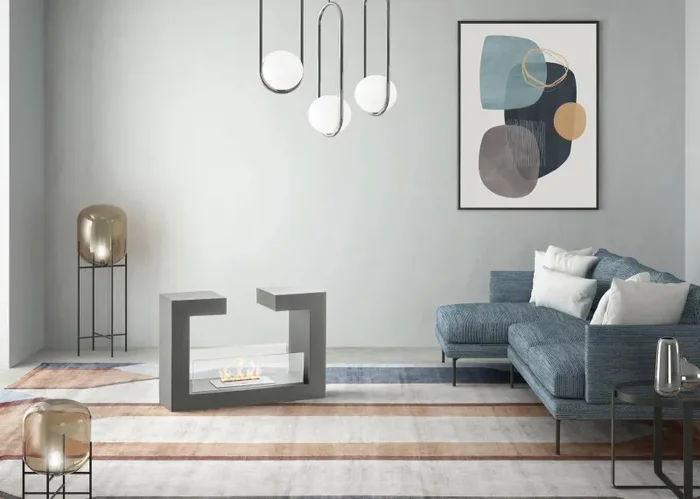 Camino a Bioetanolo da Pavimento 78x25x58 cm Grigio - immagine 2