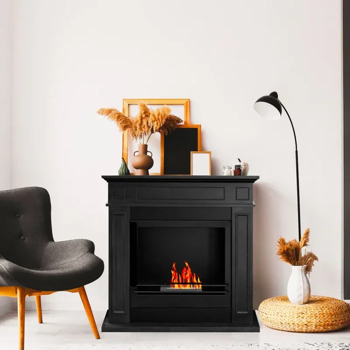 Camino a Bioetanolo da Pavimento 89,5×90,5×28 cm Jefferson Nero - immagine 2