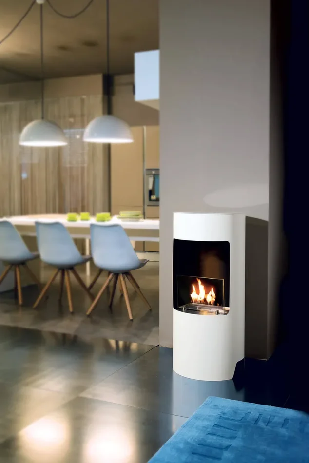 Camino a Bioetanolo da Pavimento Ø45×95 cm Karlsen Cortina Bianco - immagine 2