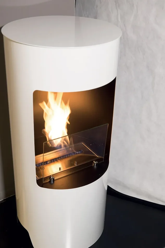 Camino a Bioetanolo da Pavimento Ø45×95 cm Karlsen Cortina Bianco - immagine 3