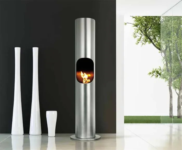 Camino a Bioetanolo da Pavimento Ø46×180 cm Karlsen Portofino Acciaio - immagine 2