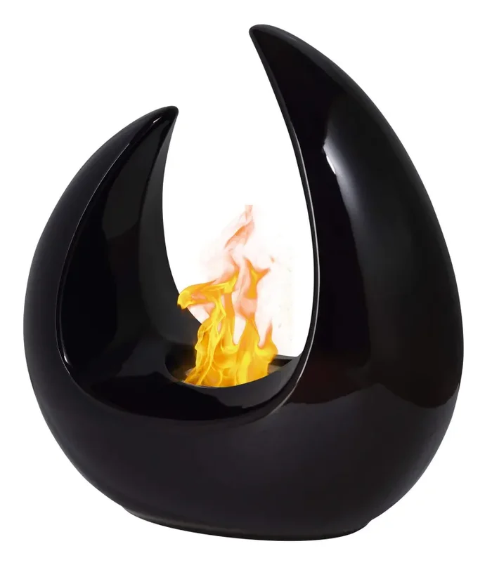 Camino a Bioetanolo da Tavolo 24×16 cm Qlima FFB207 Nero