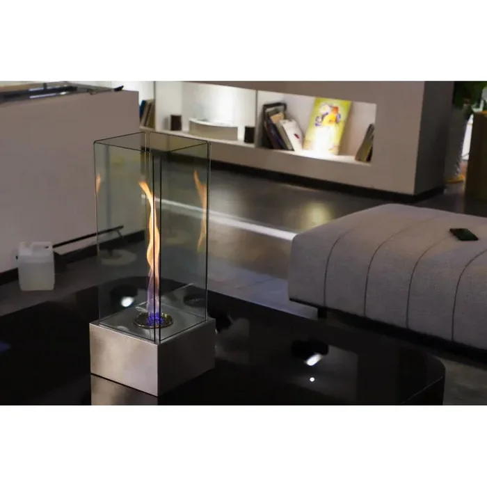 Camino a Bioetanolo da Tavolo 25x65x25 cm Megan Acciaio Inox Moda - immagine 2