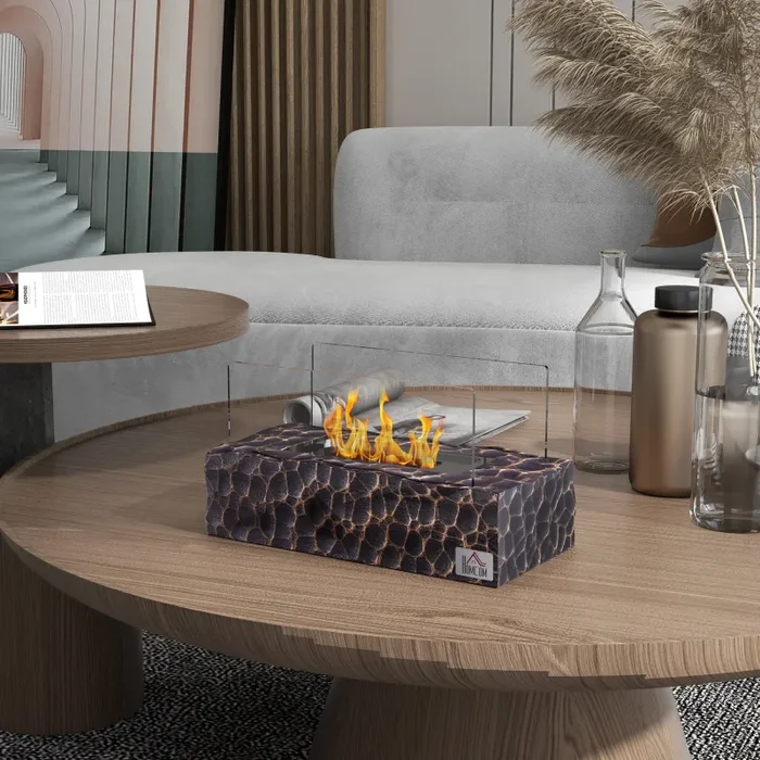 Camino a Bioetanolo da Tavolo 33x16x18 cm Bruciatore 1,5L Nero - immagine 2