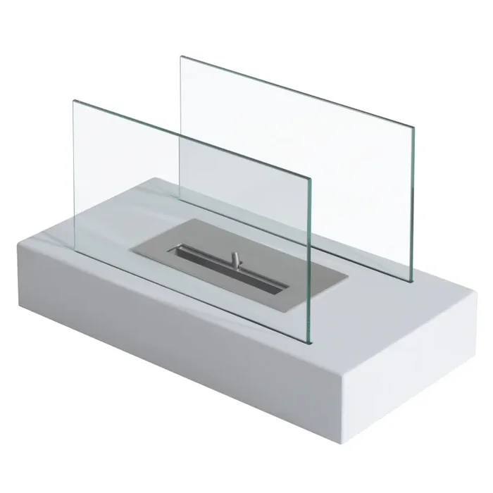 Camino a Bioetanolo da Tavolo 35×18 cm in Acciaio 0,5L Bianco