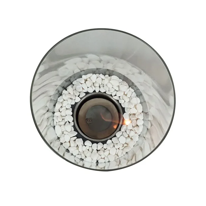 Camino a Bioetanolo da Tavolo Ø16×27 cm CALIDRIA per Interni ed Esterni in Vetro e Acciaio Nero Satinato Saldi - immagine 3