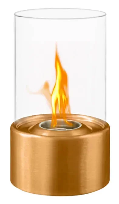 Camino a Bioetanolo da Tavolo Ø16×27 cm in Acciaio e Vetro Bronzo