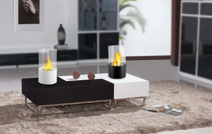 Camino a Bioetanolo da Tavolo Ø16x27cm Vannini Giotto Bianco - immagine 2