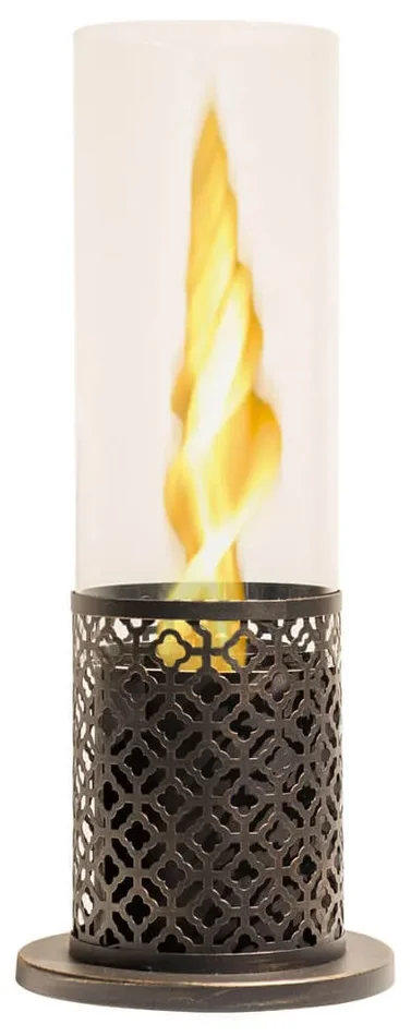 Camino a Bioetanolo da Tavolo Ø20×49,5 cm in Acciaio e Vetro Nero Moda