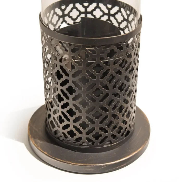 Camino a Bioetanolo da Tavolo Ø20×49,5 cm in Acciaio e Vetro Nero Moda - immagine 2