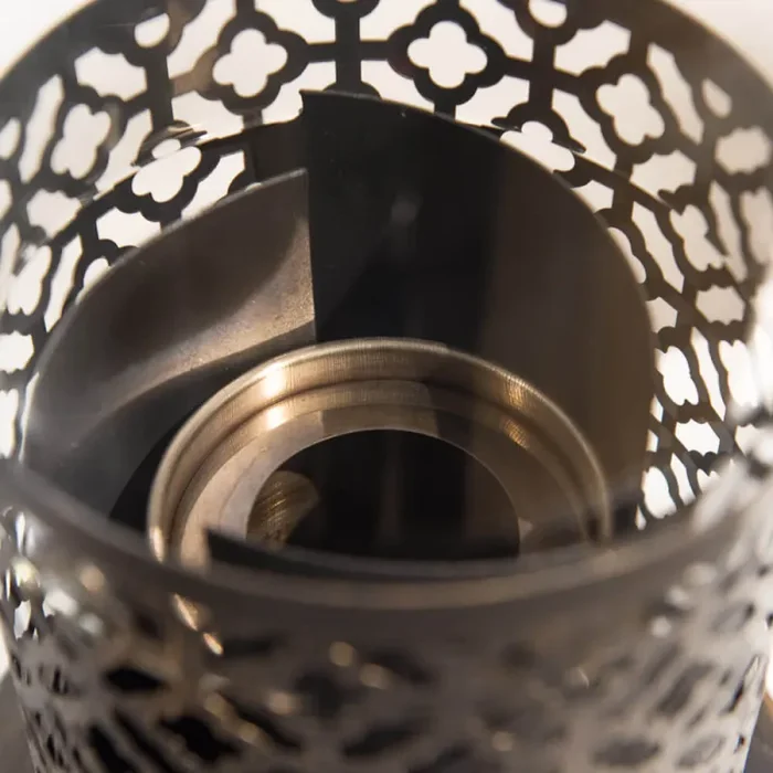 Camino a Bioetanolo da Tavolo Ø20×49,5 cm in Acciaio e Vetro Nero Moda - immagine 3