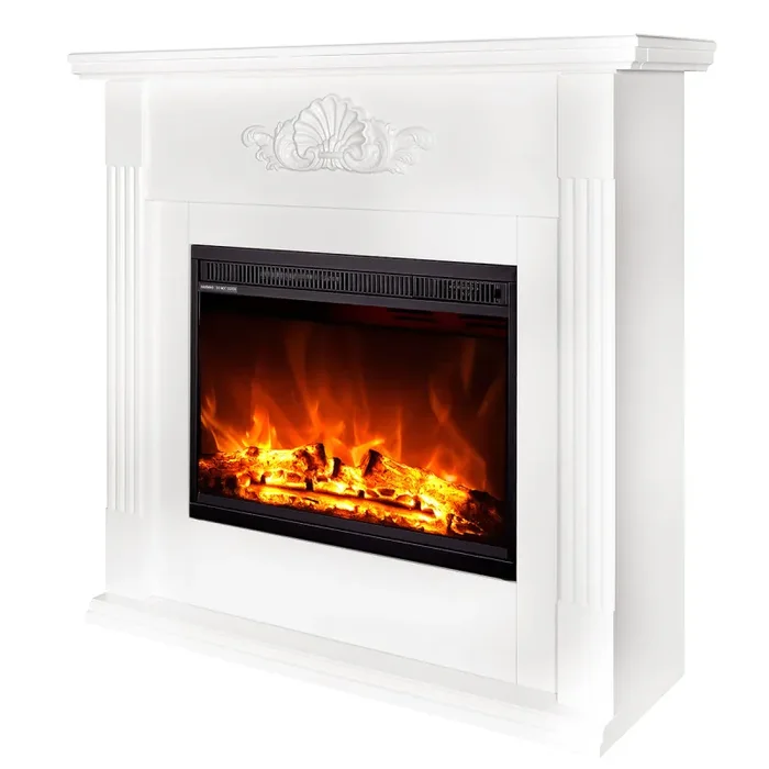 Camino Elettrico da Pavimento 100x100x32 cm Effetto Fiamma 1500W Sofia & Lorance Bianco - immagine 2