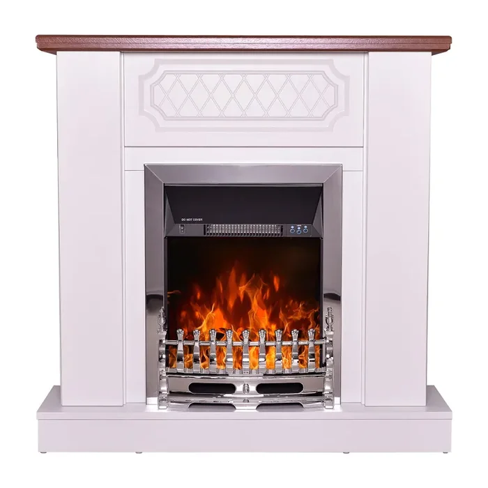 Camino Elettrico da Pavimento 101x100x30 cm Effetto Fiamma 2000W Asoli & Galileo silver Bianco/noce - immagine 2