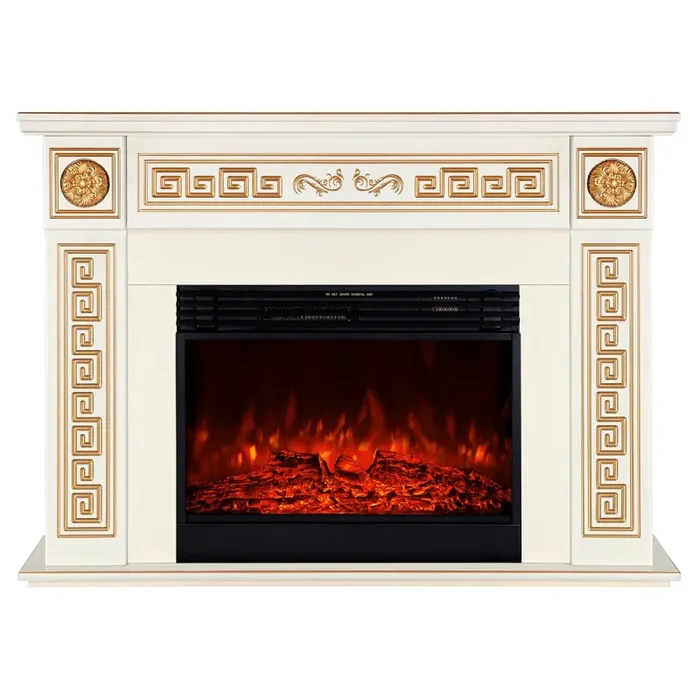 Camino Elettrico da Pavimento 101x140x33 cm Effetto Fiamma 1950W Versailles Maxi & Mirabella Avorio - immagine 2