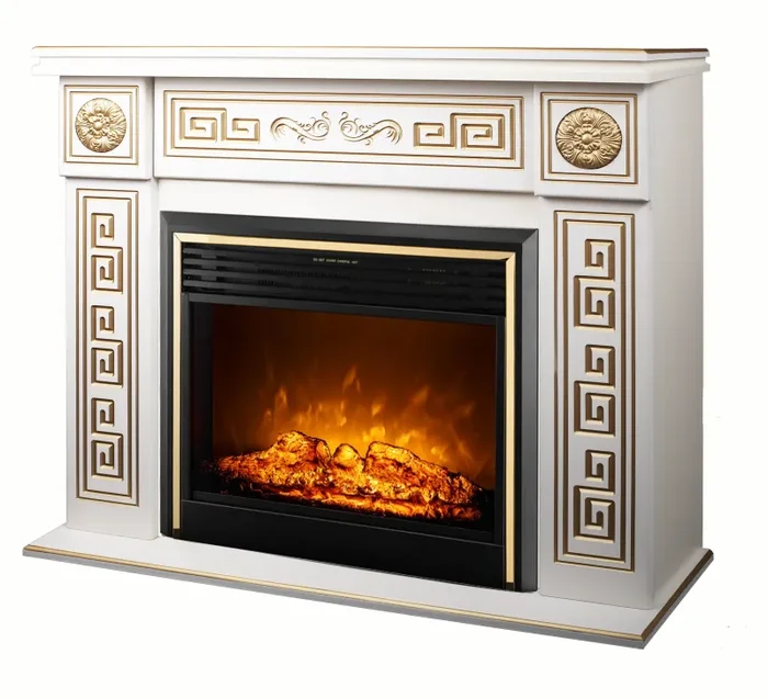 Camino Elettrico da Pavimento 101x140x33 cm Effetto Fiamma 1950W Versailles maxi & Richi Avorio