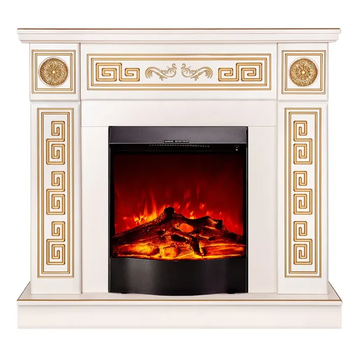 Camino Elettrico da Pavimento 102x110x30 cm Effetto Fiamma 1600W Versailles & Corsica Avorio - immagine 2