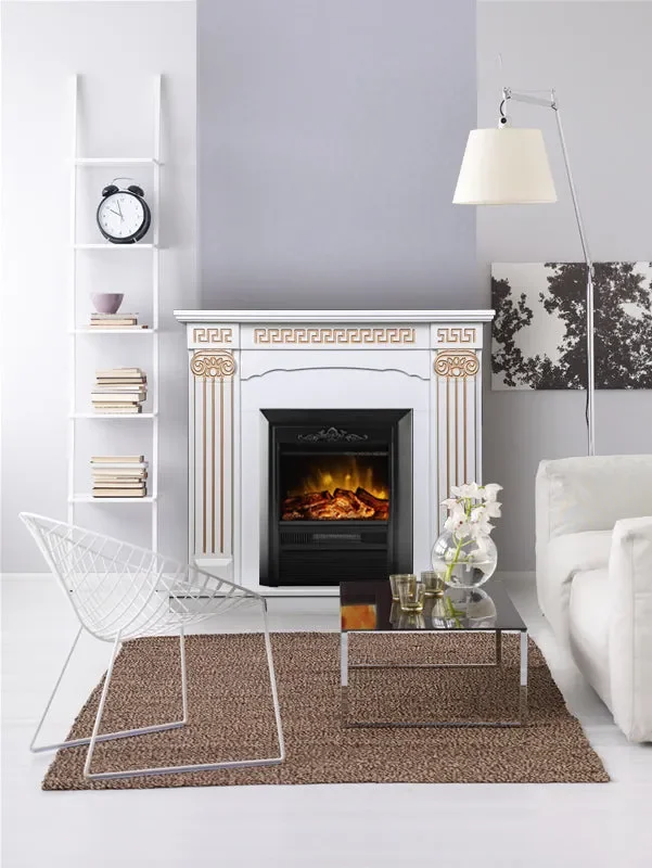 Camino Elettrico da Pavimento 102x110x30 cm Effetto Fiamma 2000W Calisto & Cristina Bianco In saldo - immagine 3