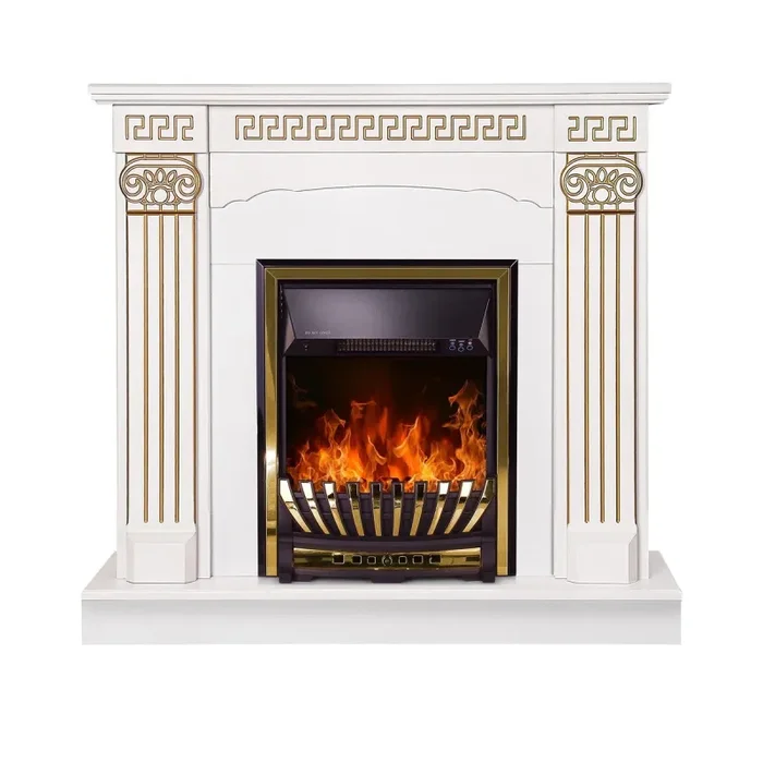 Camino Elettrico da Pavimento 102x110x30 cm Effetto Fiamma 2000W Calisto & Meridian Bianco Vendita online - immagine 2