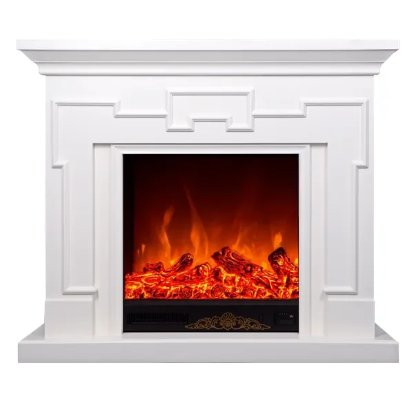 Camino Elettrico da Pavimento 102x120x33 cm Effetto Fiamma 1500W Morfei Bianco - immagine 2