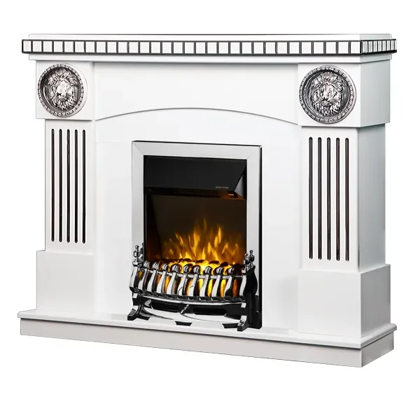 Camino Elettrico da Pavimento 105x120x33 cm Effetto Fiamma 2000W Prometeo & Galileo Silver Bianco/nero