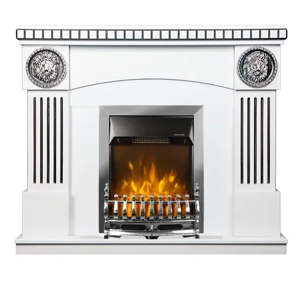 Camino Elettrico da Pavimento 105x120x33 cm Effetto Fiamma 2000W Prometeo & Galileo Silver Bianco/nero - immagine 2