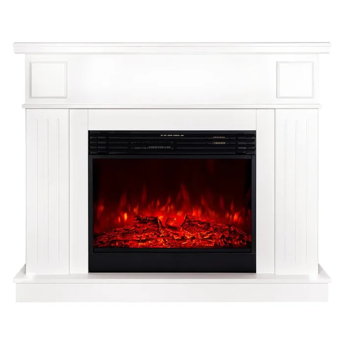 Camino Elettrico da Pavimento 106x130x30 cm Effetto Fiamma 1950W Marina Prestige & Mirabella Bianco - immagine 2