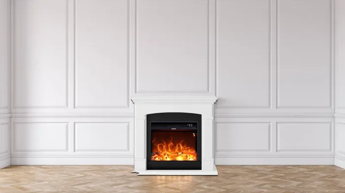 Camino Elettrico da Pavimento 107,2×95,2×24,5 cm Effetto Fiamma 1500W Sined Siena Bianco - immagine 2