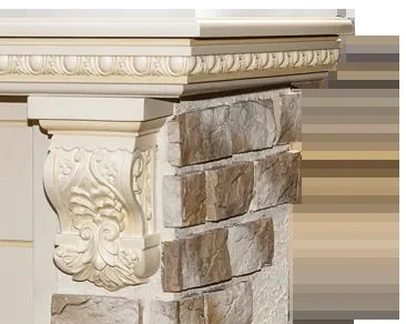 Camino Elettrico da Pavimento 109x110x33 cm Effetto Fiamma 1500W Topaz & Mars Avorio Fornitura - immagine 2