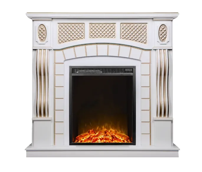 Camino Elettrico da Pavimento 112x115x30 cm Effetto Fiamma 1500W Amsterdam & Miriam Bianco - immagine 2