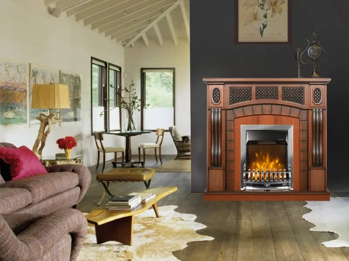 Camino Elettrico da Pavimento 112x115x30 cm Effetto Fiamma 2000W Amsterdam & Galileo Silver Noce - immagine 3