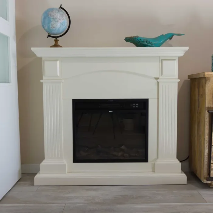 Camino Elettrico da Pavimento 113,7×102,2×28,2 cm Effetto Fiamma 1500W Sined Cetona Bianco - immagine 3