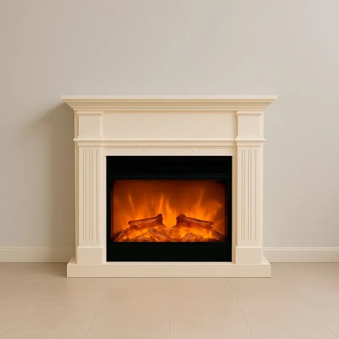 Camino Elettrico da Pavimento 114x28x102 cm Effetto Fiamma 1500W Sined Caldera XXL Bianco - immagine 3