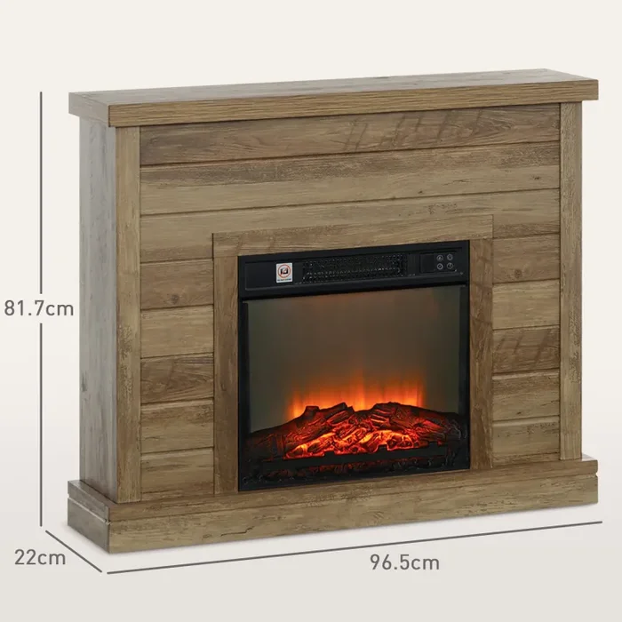 Camino Elettrico da Pavimento 1800W Effetto Fiamma e Telecomando 96,5x22x81,7 cm color Legno - immagine 3