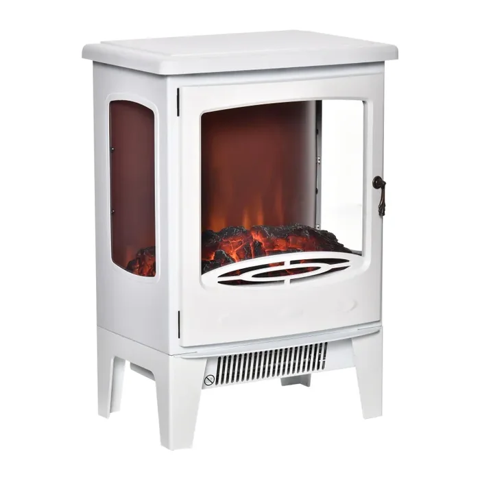 Camino Elettrico da Pavimento 39x26x54,8 cm Effetto Fiamma 2000W Bianco Vendita calda